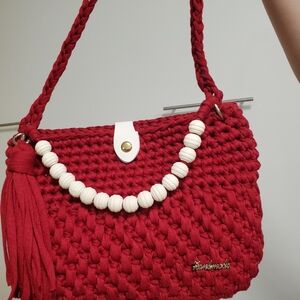 Handmade Red Woven Shoulder Bag
